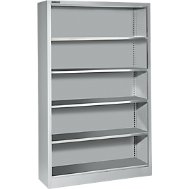 Schäfer Shop Select Rayonnage AS 2412, avec 4 tablettes réglables en hauteur, L 1200 x P 400 x H 1935 mm, tôle d'acier, aluminium blanc RAL 9006