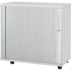 Schäfer Shop Select roll-top cupboard, made of wood, 1 shelf, W 800 mm x D 421 x H 750 mm, light grey