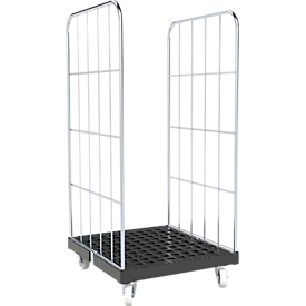 Schäfer Shop Select Rollbox BASICline, 2 côtés, jusqu'à 500 kg, roues pivotantes &amp; fixes, L 724 x l 815 x H 1530 mm, acier &amp; Recyling-HDPE