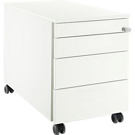 Schäfer Shop Select Rollcontainer 1233, 3 Schubladen, Utensilienauszug, mit Griffnut, weiß/weiß