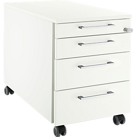 Schäfer Shop Select Rollcontainer 1233, 3 Schübe & 1 Utensilienauszug, Griff eckig, weiß/weiß