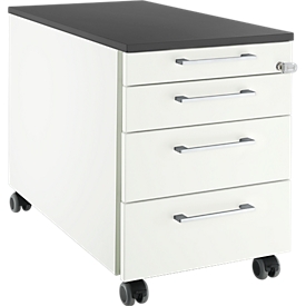 Schäfer Shop Select Rollcontainer 1233, 4 Schübe, Griff eckig, weiß/graphit 