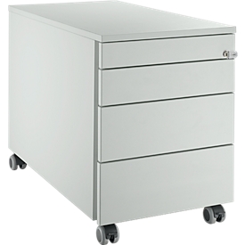 Schäfer Shop Select Rollcontainer 1233, mit Griffnut, B 435 x H 567 mm, lichtgrau/lichtgrau/lichtgrau