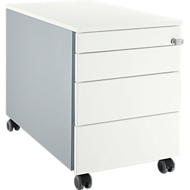 Schäfer Shop Select Rollcontainer 1233, mit Griffnut, B 435 x H 567 mm, weißalu/weißalu/weiß