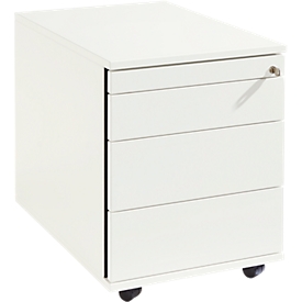 Schäfer Shop Select Rollcontainer 1233, Utensilienauszug + Schubladen, abschliessbar, Spanplatte, B 428 x T 600 x H 540 mm, weiss