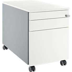 Schäfer Shop Select Rollcontainer 126, mit Griffnut, B 435 x T 765 x H 577 mm, weißalu/weißalu/weiß