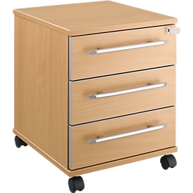 Schäfer Shop Select Rollcontainer Moxxo IQ 333, 3 Schübe, B 410 x T 495 x H 510 mm, abschließbar, Buche-Dekor