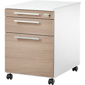 Schäfer Shop Select Rollcontainer SET UP, 1 Schublade, 1 Utensilienauszug, HR-Auszug, B 432 x T 580 x H 595 mm, weiß/eiche