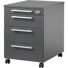 Schäfer Shop Select Rollcontainer SET UP, abschließbar, B 432 x T 580 x H 595 mm, graphit/graphit