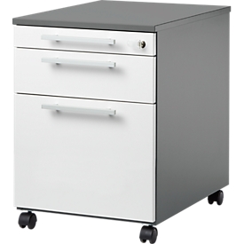 Schäfer Shop Select Rollcontainer SET UP mit HR, abschliessbar, B 432 x T 580 x H 595 mm, graphit/weiss 