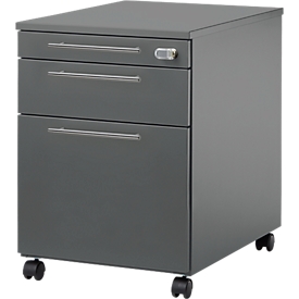 Schäfer Shop Select Rollcontainer Start Off 126, Utensilien-, Hängeregisterauszug, Schublade, abschließbar, B 432 x T 580 x H 595 mm, graphit/graphit 