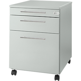 Schäfer Shop Select Rollcontainer Start Off 126, Utensilien-, Hängeregisterauszug, Schublade, abschliessbar, B 432 x T 580 x H 595 mm, lichtgrau 