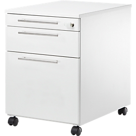 Schäfer Shop Select Rollcontainer Start Off 126, Utensilien-, Hängeregisterauszug, Schublade, abschließbar, B 432 x T 580 x H 595 mm, weiß/weiß 