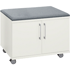 Schäfer Shop Select Rollschrank, mit Sitzfunktion, B 800 x T 450 x H 590 mm, weiß