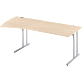 Schäfer Shop Select Rundbogenschreibtisch COMBITEC, B 2000 x T 800/1000 mm, Ahorn/weißalu 