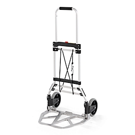 Schäfer Shop Select Sackkarre, Tragkraft 100 kg, klappbar, elastisches Spannband, 2 Bockrollen, Aluminium/Kunststoff, rot-schwarz-silber
