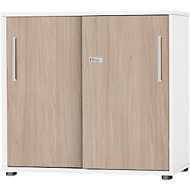 Schäfer Shop Select Schiebetürenschrank SET UP, abschließbar, 2 Ordnerhöhen, B 800 x T 420 x H 788 mm, weiß/eiche