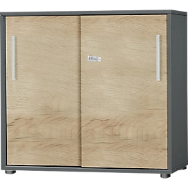 Schäfer Shop Select Schiebetürenschrank SET UP, abschließbar, 2 Ordnerhöhen, graphit/eiche 