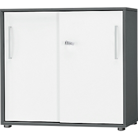 Schäfer Shop Select Schiebetürenschrank SET UP, abschliessbar, 2 Ordnerhöhen, graphit/weiss 