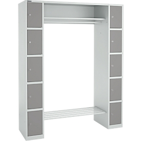 Schäfer Shop Select Schliessfachgarderobe, mit Hutablage & Kleiderstange, B 1565 x T 500 x H 1950 mm, lichtgrau/platingrau 