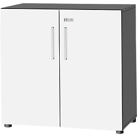 Schäfer Shop Select Schrank SET UP, 2 OH, abschließbar, B 800 x T 420 x H 744 mm, graphit/weiß 