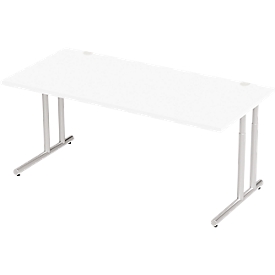 Schäfer Shop Select Schreibtisch COMBITEC, Rechteck, C-Fuß, B 1800 x T 800 x H 677-817 mm, weiß/weißaluminium