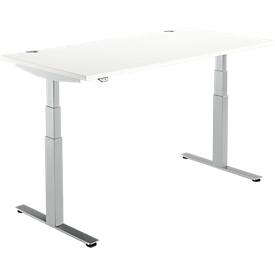 Schäfer Shop Select Schreibtisch DRIVE UP 2, elektrisch höhenverstellbar, Rechteck, T-Fuss, B 1600 x T 800 x H 630-1290 mm, weiss/weissaluminium 