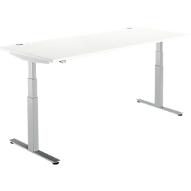 Schäfer Shop Select Schreibtisch DRIVE UP 2, elektrisch höhenverstellbar, Rechteck, T-Fuß, B 1800 x T 800 x H 630-1290 mm, weiß/weißaluminium