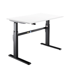 Schäfer Shop Select Schreibtisch, elektrisch höhenverstellbar, Rechteck, C-Fuß, B 1200 x T 800 x H 725-1185 mm, weiß/schwarz 