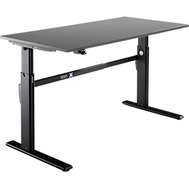 Schäfer Shop Select Schreibtisch, elektrisch höhenverstellbar, Rechteck, C-Fuß, B 1600 x T 800 x H 725-1185 mm, graphit/schwarz