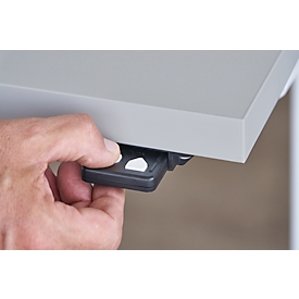 Schäfer Shop Select Schreibtisch, elektrisch höhenverstellbar, Rechteck, C-Fuß, B 1800 x T 800 x H 725-1185 mm, lichtgrau/weiß