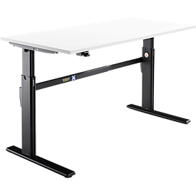 Schäfer Shop Select Schreibtisch, elektrisch höhenverstellbar, Rechteck, C-Fuß, B 1800 x T 800 x H 725-1185 mm, weiß/schwarz