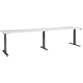 Schäfer Shop Select Schreibtisch ERGO-T 2.0 Big, elektr. höhenverstellbar, Rechteck, T-Fuß, B 3200 x T 800 x H 640-1300 mm, lichtgrau/anthrazit