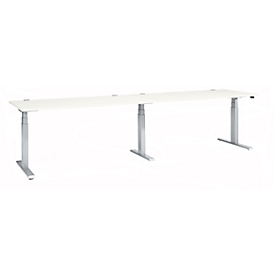 Schäfer Shop Select Schreibtisch ERGO-T 2.0 Big, elektr. höhenverstellbar, Rechteck, T-Fuss, B 3200 x T 800 x H 640-1300 mm, weiss/weissalu 
