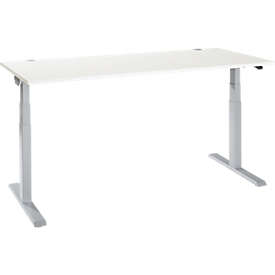 Schäfer Shop Select Schreibtisch ERGO-T 2.0, elektrisch höhenverstellbar, Rechteck, T-Fuß, B 1800 x T 800 x H 640-1300 mm, weiß/weißalu