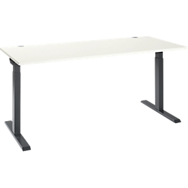 Schäfer Shop Select Schreibtisch ERGO-T 2.0, Rechteck, T-Fuß, B 1800 x T 800 x H 675-895 mm, weiß/anthrazit