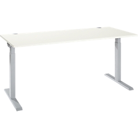 Schäfer Shop Select Schreibtisch ERGO-T 2.0, Rechteck, T-Fuß, B 1800 x T 800 x H 675-895 mm, weiß/weißalu