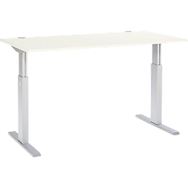 Schäfer Shop Select Schreibtisch ERGO-T, elektrisch höhenverstellbar, Rechteck, T-Fuß, B 1600 x T 800 x H 725-1185 mm, weiß/weißaluminium