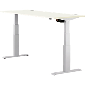 Schäfer Shop Select Schreibtisch ERGO-T, elektrisch höhenverstellbar, Rechteck, T-Fuß, B 1800 x T 800 x H 640-1300 mm, weiß/weißaluminium