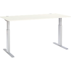 Schäfer Shop Select Schreibtisch ERGO-T, elektrisch höhenverstellbar, Rechteck, T-Fuß, B 1800 x T 800 x H 725-1185 mm, weiß/weißaluminium