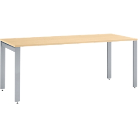 Schäfer Shop Select Schreibtisch LOGIN, 4-Fuss, B 1600 x T 800 x H 740 mm, Ahorn/weissalu