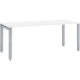 Schäfer Shop Select Schreibtisch LOGIN, 4-Fuß, B 1600 x T 800 x H 740 mm, weiß/weißalu