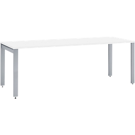 Schäfer Shop Select Schreibtisch LOGIN, 4-Fuß, B 1800 x T 800 x H 740 mm, weiß/weißalu