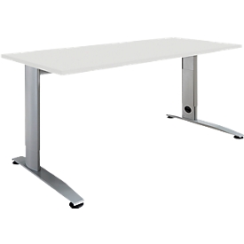 Schäfer Shop Select Schreibtisch LOGIN, manuell höheneinstellbar, C-Fuß, B 1200 x T 800 x H 660-820 mm, lichtgrau/weißalu