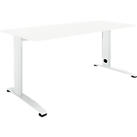 Schäfer Shop Select Schreibtisch LOGIN, manuell höheneinstellbar, C-Fuss, B 1200 x T 800 x H 660-820 mm, weiss/verkehrsweiss
