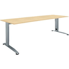 Schäfer Shop Select Schreibtisch LOGIN, manuell höheneinstellbar, C-Fuss, B 1600 x T 800 x H 660-820 mm, Ahorn/basaltgrau