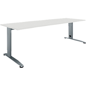 Schäfer Shop Select Schreibtisch LOGIN, manuell höheneinstellbar, C-Fuss, B 1600 x T 800 x H 660-820 mm, lichtgrau/basaltgrau