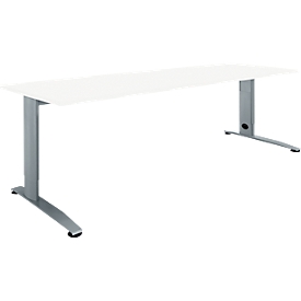Schäfer Shop Select Schreibtisch LOGIN, manuell höheneinstellbar, C-Fuss, B 1600 x T 800 x H 660-820 mm, weiss/basaltgrau