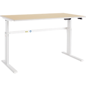 Schäfer Shop Select Schreibtisch Moxxo IQ, elektrisch höhenverstellbar, Rechteck, C-Fuß, B 1800 x T 800 x H 725-1185 mm, Ahorn/weiß