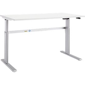 Schäfer Shop Select Schreibtisch Moxxo IQ, elektrisch höhenverstellbar, Rechteck, C-Fuß, B 1800 x T 800 x H 725-1185 mm, weiß/weißaluminium